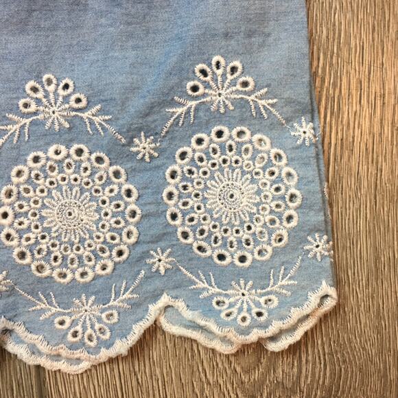 Maison Jules Light Denim flower Dress Size Medium - Picture 4 of 9